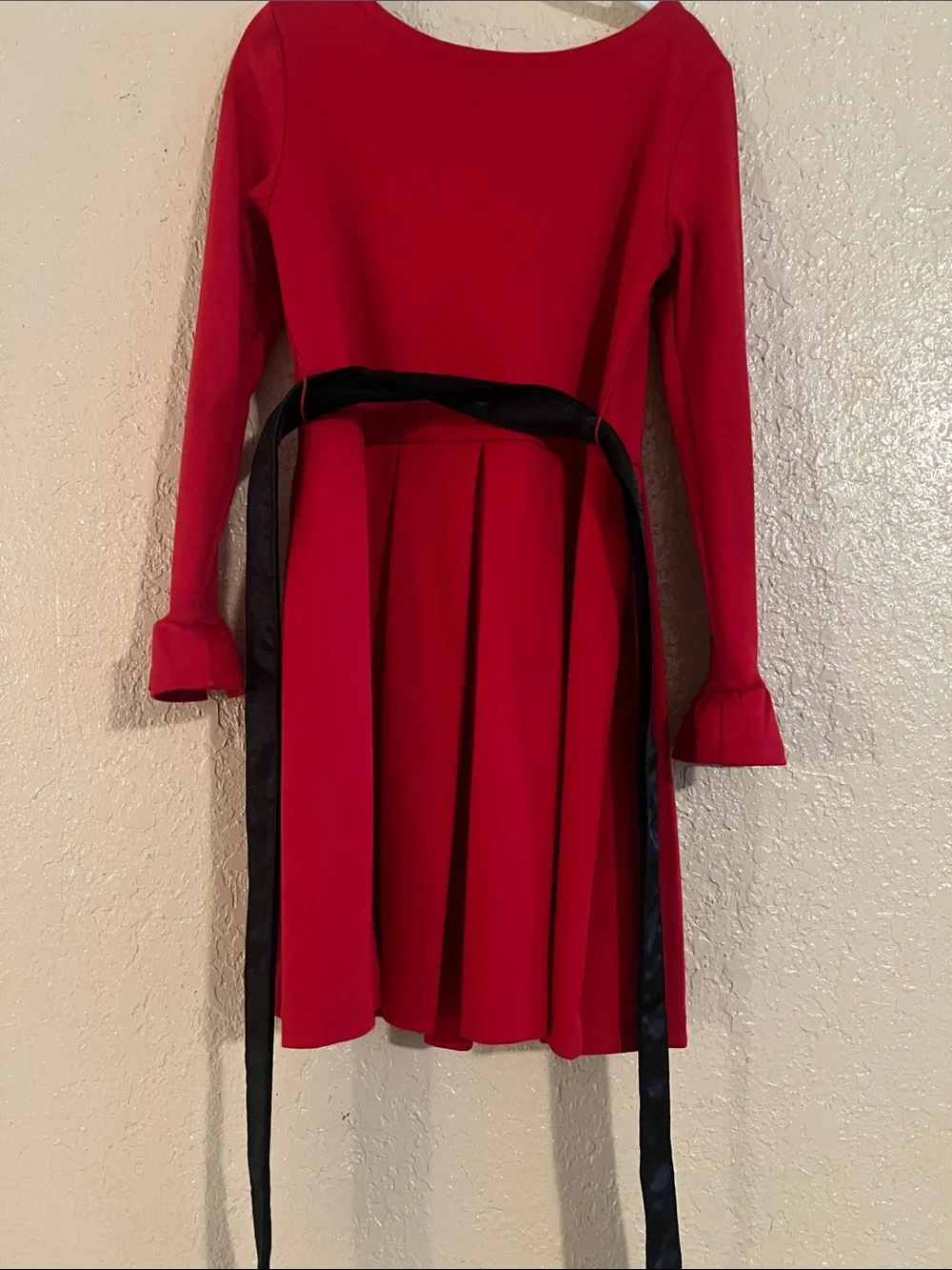 Ralph Lauren Bright Red Long Sleeve Pleated Kids Dress
